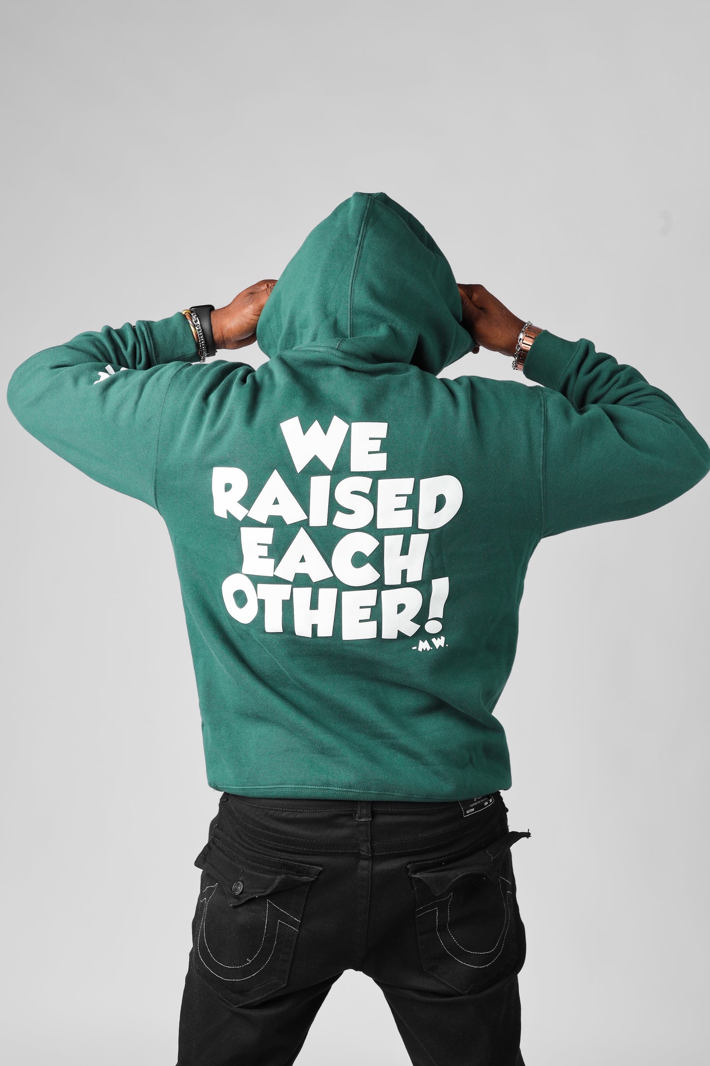 SPECIAL EDITION GREEN COG "WE RAISED EACH OTHER" PFA HOODIE